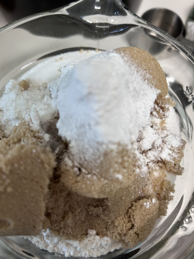 dry ingredients for almond rum cake.
