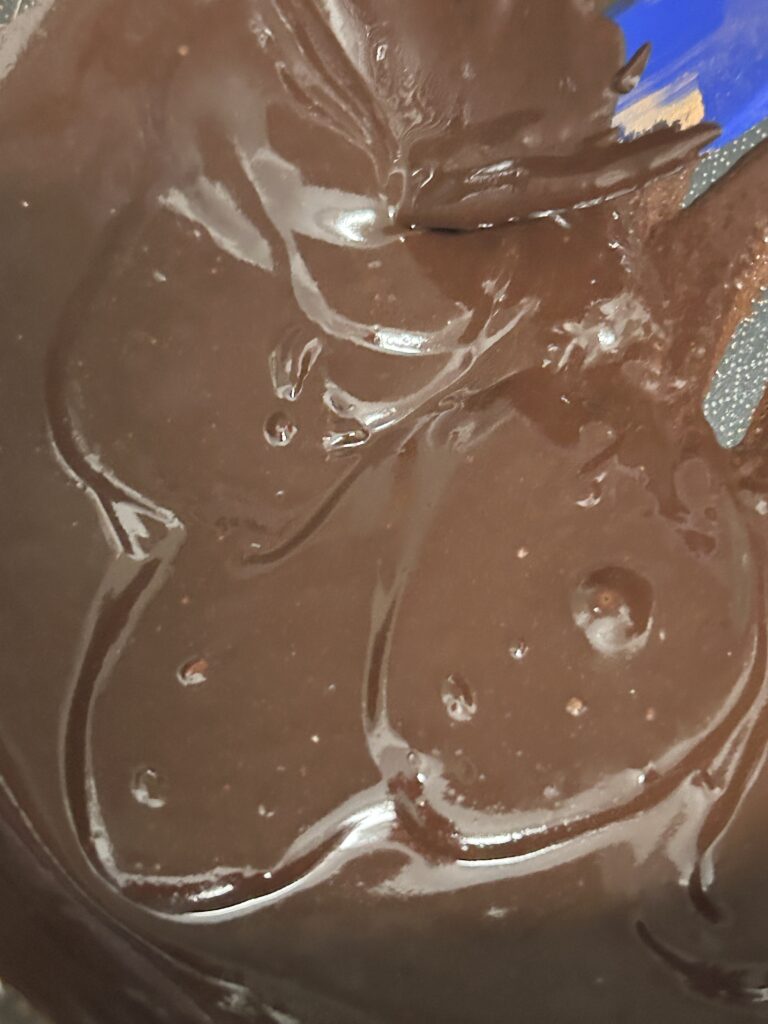 melted chocolate butter in a saucepan.
